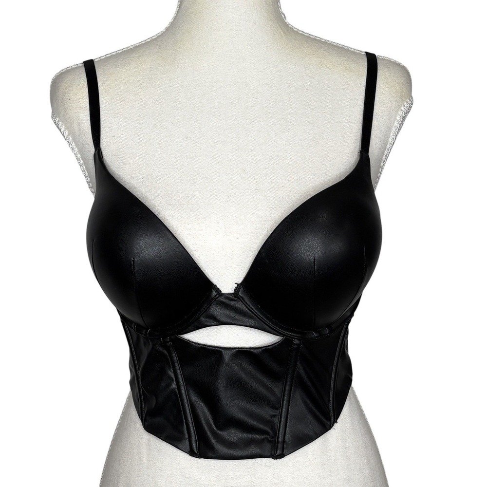 Victorias Secret Very Sexy Y2k Faux Leather Bustier Corset Bra 34C Going Out